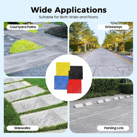 4 Pack 24x24 Concrete Stamping Mats Set With Realistic Slate Texture Durable Polyurethane Stamping Mats For Walls And Floors