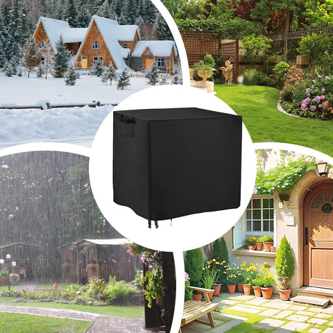 Raised Garden Bed Winter Cover on planter box with seasonal backgrounds illustrating weather protection