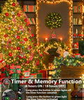 Lit 75.8 Ft 200 LED Christmas String Lights for Indoor and Outdoor Use with Timer and Memory Function on Xmas tree