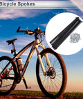 Universal Bicycle Spokes Kit 13G 199mm Black Steel With Nipples 72 Piece Set For Wheel Repair Includes 36 Spokes And 36 Nipples