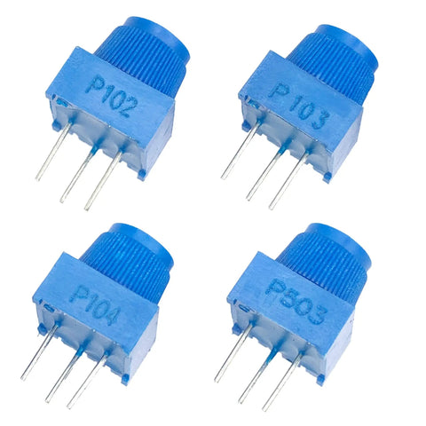 Trim Potentiometer Kit With Blue Knobs 20 Pieces 1K 10K 50K 100K Ohm Breadboard Friendly Rotary Potentiometers For Electronics Projects DIY Prototyping Fine Tuning And Repairs