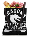Dragon Boat Paddler Tote Bag For Dragonboat Racing Teams And Festivals Durable Carryall with dragon graphic and groceries.