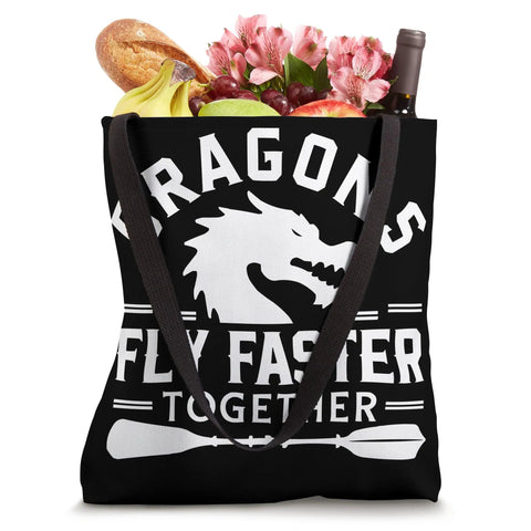 Dragon Boat Paddler Tote Bag For Dragonboat Racing Teams And Festivals Durable Carryall with dragon graphic and groceries.