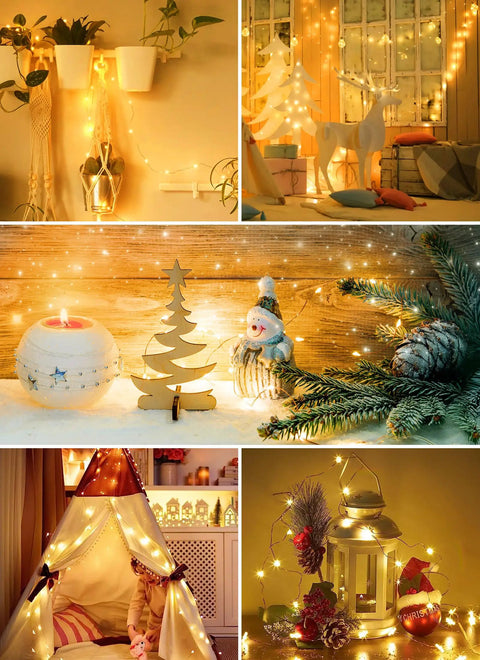Fairy String Lights 33 Ft Long Battery Operated 100 LED Copper Wire Twinkle Lights Waterproof Starry Firefly Mason Jar for Decor