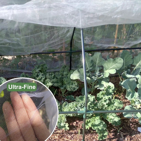 Raised Bed Garden Netting 10 Ft By 33 Ft Ultra Fine Mesh Mosquito Barrier for pests covers vegetable plants in garden