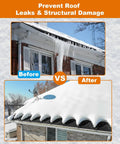 Spilt image showing roof before and after using Roof Heat Cable For Snow And Ice Dam Prevention Self Regulating Heating Cable For Roof And Gutters 8 Watts Per Foot 60 Foot Length Snow Melting System Outdoor Use, demonstrating ice removal.