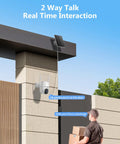 5G Solar Wireless Security Cameras Outdoor, 2K Home Surveillance With Color Night Vision, 2-Way Audio, PTZ Zoom, installed on gate