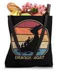 Paddler And Drummer Lover Dragon Boat Tote Bag For Team Crews featuring dragon design, filled with groceries and flowers.