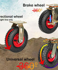 Heavy Duty Rubber Casters With Secure Locking Brakes And Shock Absorbing Treads Deliver Zero Noise 360 Swivel Motion demonstrating brake, directional, and universal wheels.