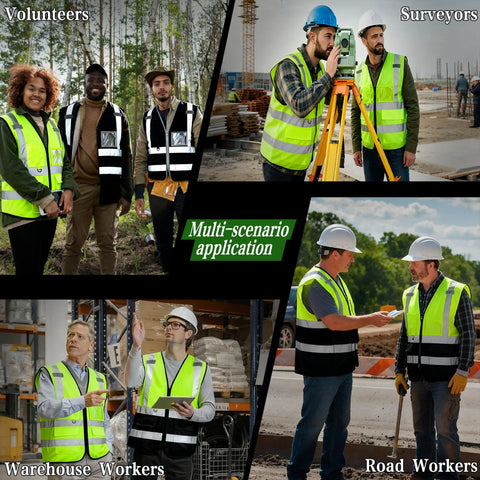 Built Tough Hi Vis Safety Vest For Men With Glowing Reflective Tape Class 2 Approved High Visibility Workgear Boasting Deep Utility Pockets For Builders Road Crews And Warehouse Shifts Five Pack