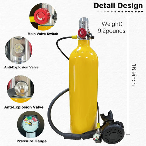 2L Scuba Tank Kit With Backpack And Regulator Portable Mini Dive Cylinder Set Reusable 6061 Aluminum Tank DOT 3AL Certified