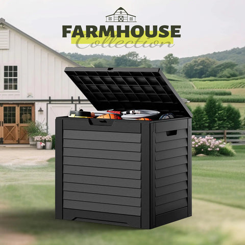 Beefy 35 Gallon Outdoor Storage Box Waterproof Resin Deck Box With Lockable Lid For Patio Cushions Pool Accessories Garden Tools