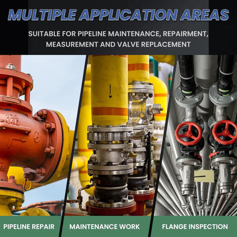 Multiple applications for 6T Portable Hydraulic Flange Spreader With Aluminum Alloy Pliers in pipeline repair and maintenance.