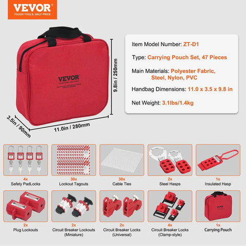 Top Shelf Electrical Lockout Tagout Kit Boss Level Safety Padlocks Hasps Tags Circuit Breaker Lockouts With Heavy Duty Nylon Straps Slick Carry Tote For Jobsite Power Maintenance