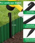 Flexible 6 Inch Corrugated Landscape Edging Kit, 29.5 Feet Long With 16 Stakes, showcasing installation with hammer and features