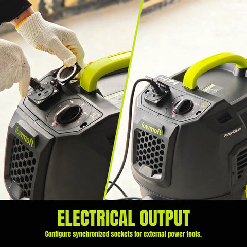 8 Gallon Dust Extractor With Auto HEPA Clean And Remote Control showing electrical output socket configuration for power tools