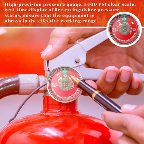 Heavy Duty 100 PSI Pressure Gauge 4 Pack Red Dial Stainless Steel Replacement For Portable Water Fire Extinguishers No Sweat Precision Heavy Duty Rig Top Shelf Safety Gear