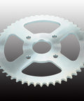 Beefy 420 Chain Sprocket For Mini Bikes And Go Karts, 50 Tooth, 40mm Bore, silver metal gear on grey background