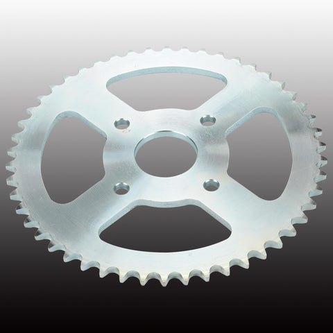 Beefy 420 Chain Sprocket For Mini Bikes And Go Karts, 50 Tooth, 40mm Bore, silver metal gear on grey background