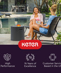 Two women sitting by a pool with Cool Side Table And Ice Chest Storage 3 In 1 Backyard Patio Table With Insulated 10.3 Gallon Ice Bucket