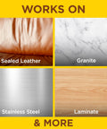 Quick Fix Wood Furniture Polish Spray For Stainless Steel And Hardwood Erases Sticky Fingerprints And Dust With A Zesty Lemon Scent on various surfaces.