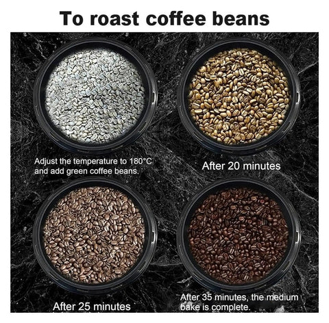 Electric Coffee Bean Roaster Machine Featuring Adjustable Temperature Controls With Built Different Design Delivers Smooth And Even Heat For Home Roasters Wanting Top Shelf Results Daily, four stages of coffee beans roasting.