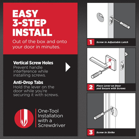Step-by-step guide to installing Tustin Interior Passage Door Handle Lever For Closet And Hallway Doors.