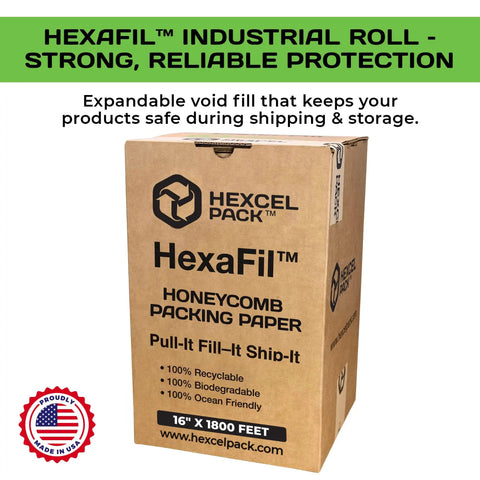 HexaFil Honeycomb Packing Paper For Moving And Shipping Eco Friendly Filler in Self Dispenser Box 16x1800 Feet