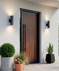 Textured Black 12 Inch Outdoor Wall Sconce Cylinder Exterior LED Light 1 Light Front Porch Fixture Modern Architectural