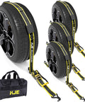 Reflective 2 Inch By 10 Foot Car Tie Down Straps 4 Pack With J Hooks And Rubber Blocks Heavy Duty 10000 Lbs Break Strength
