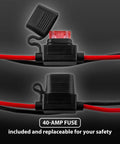 Red 2 Pin Wire Harness Connector For 12V Ride On Toys Compatible With Best Choice Products showing 40A fuse and red wires