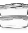 Large 63 Oz Glass Storage Set With Locking Lids, 8 Cup Containers, 4 Pack, BPA Free And Leak Proof, Premium Borosilicate Glass