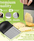 JAYVAR crinkle cutter by Amazon; stainless steel wavy blades with black handle, 5.5 inch blade length for potatoes