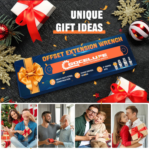 Impact Offset Extension Wrench Kit With Universal Square Drive Adapters 1/4, 3/8, 1/2 Inch For Tight Spaces, Durable Chain Design, Smooth Operation, Ideal Gift For Mechanics, Dads, And Pro Home Techs