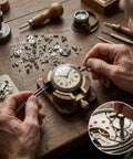 Fast Fixes With These Precision Micro Watch Band Screws That Replace Missing Links And Keep Your Strap Ticking Slick With Zero Stress And A Sharp Silver Finish For Everyday Carry Gear. A person using tweezers on a vintage watch in a workshop with precision screws.