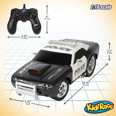 Rechargeable Police RC Car For Kids With Lights And Siren, 2.4GHz Remote Control Toy, Kid Friendly Controls, 1:16 scale