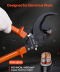 Heavy Duty Ratcheting Cable Cutter Tough As Nails Spring Steel Blades With Killer Grip Handles Quick Release Lever for cutting copper cables.