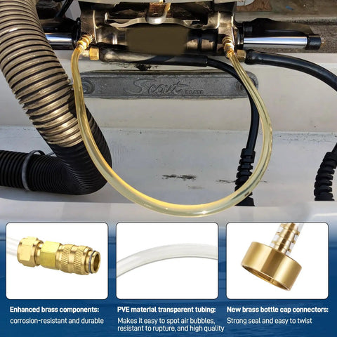 Hydraulic Steering Bleed Kit For Boats With Leak Proof Brass Connectors And Quick Connection Pro Grade Enhanced Marine Bleeder Tool