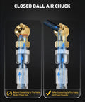 2 Pack Closed Ball Air Chucks With 360 Degree Swivel Plug For Leak Free Tire Inflation Hose Safe Design Keeps Hoses From Scratching Fittings Easy Quick Connect Pneumatic Adapters Durable Brass Build, brass air chuck connected to tire valve