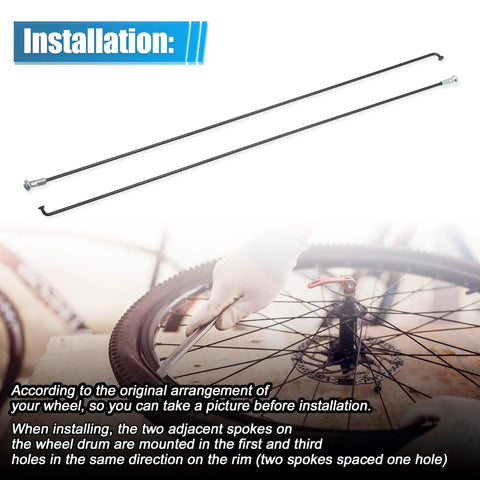 12 Pack 14G J Bend Bicycle Steel Spokes 290mm with Brass Nipples Replacement Kit for Mountain Bike installation guide
