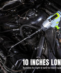 Three Eighths Inch Drive Pinless Universal Impact Extension Socket Set Built From Cr-Mo Steel For Maximum Torque And Flexible Reach In Tight Engine Bays, 10-inch extension in an engine bay
