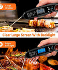 2-In-1 Instant Read Meat Thermometer With Dual Probes, Ultra Fast Digital Food Thermometer With Backlight on grill and roast