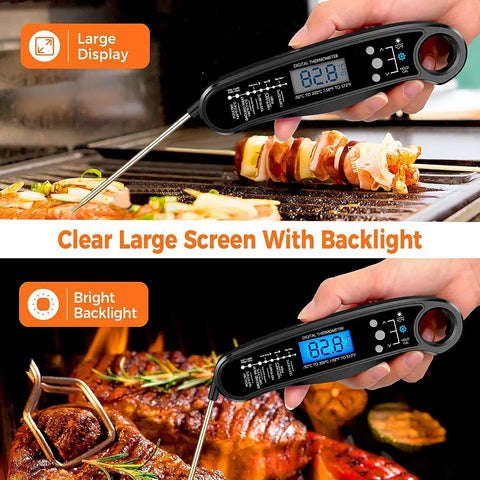 2-In-1 Instant Read Meat Thermometer With Dual Probes, Ultra Fast Digital Food Thermometer With Backlight on grill and roast