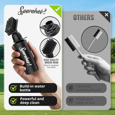 Pro Golf Club Brush Cleaner With Heavy Duty Retractable Clamp And Squeeze Bottle, high-quality brush head, build-in water bottle.