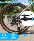 Close-up of the 20 Inch LED Lit Mountain Bike With Built In Stereo Speakers And Wireless Music's Shimano twist shifter and rear derailleur.
