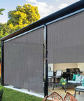 Cordless Exterior Patio Roller Shade For Privacy And Sun Blocking Roll Up Blinds For Porch Gazebo Pergola Backyard UV Shield Fade Resistant 10 Ft Wide By 8 Ft High Keeps Your Deck Cool And Privacy On Point All Day installed on a modern patio