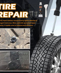 Image showing tire repair with 60 Piece Car Tire Repair Kit With Self Tapping Plugs And Repair Screws Including Screwdriver And Glue For Cars And Motorcycles On The Road Grab And Go Easy To Use.