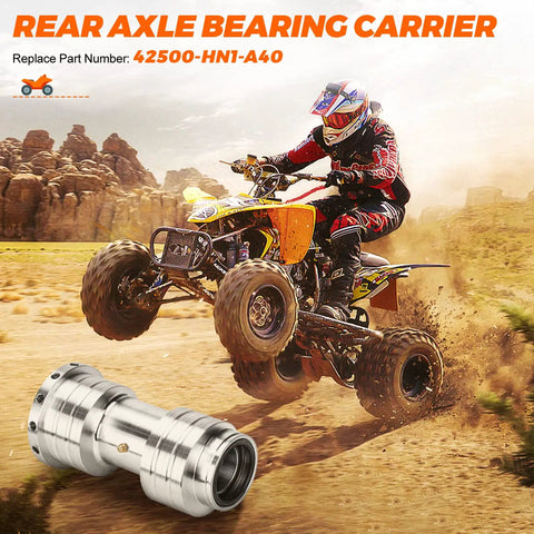 Honda Rear Axle Bearing Carrier For ATV Fits TRX 250R 1986 1987 1988 1989 And TRX 400X 2009 2014 As Well As TRX 400EX 1999 2008 With High Load Bearings And Durable A356 Aluminum For Stronger CV Axle Support, silver rear axle carrier