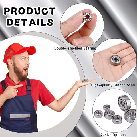 Person holding 70-Piece Sealed Ball Bearing Assortment Kit 608ZZ 693ZZ 623ZZ 624ZZ 685ZZ 687ZZ 627ZZ for skateboards and 3D printers