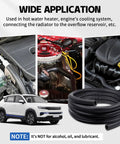 Five Eighth Inch Heater Hose, 10 Feet Long EPDM Double Spiral Radiator Coolant Line shown with engine and vehicle